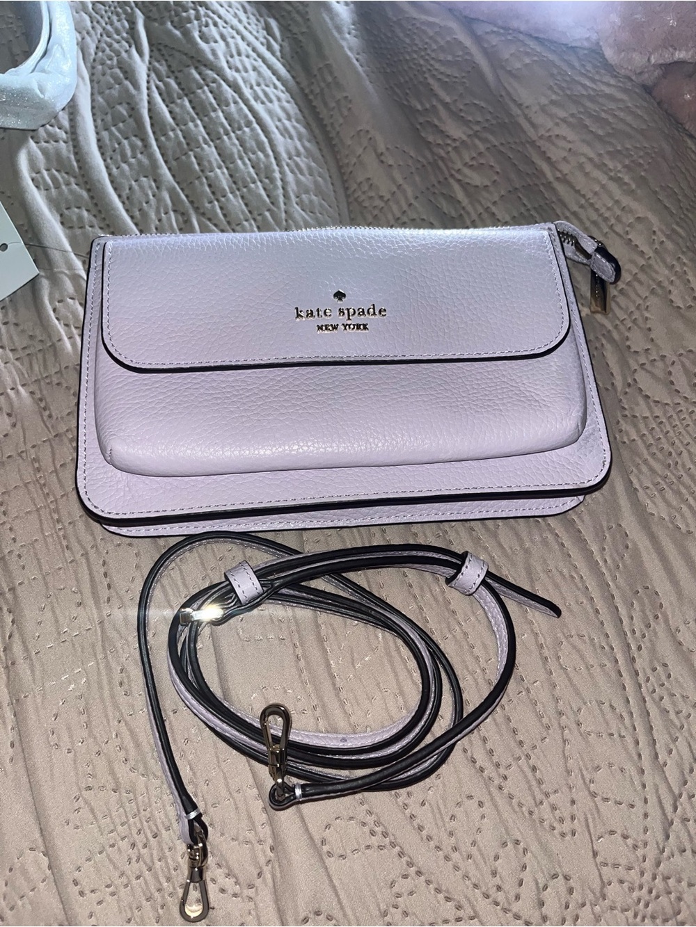 kate spade Lilac Leather Crossbody with Detachable Strap
